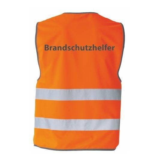Warnweste mit schwarzem Saum, orange, mit Aufdruck Brandschutzhelfer, Größe S, 100% Polyester