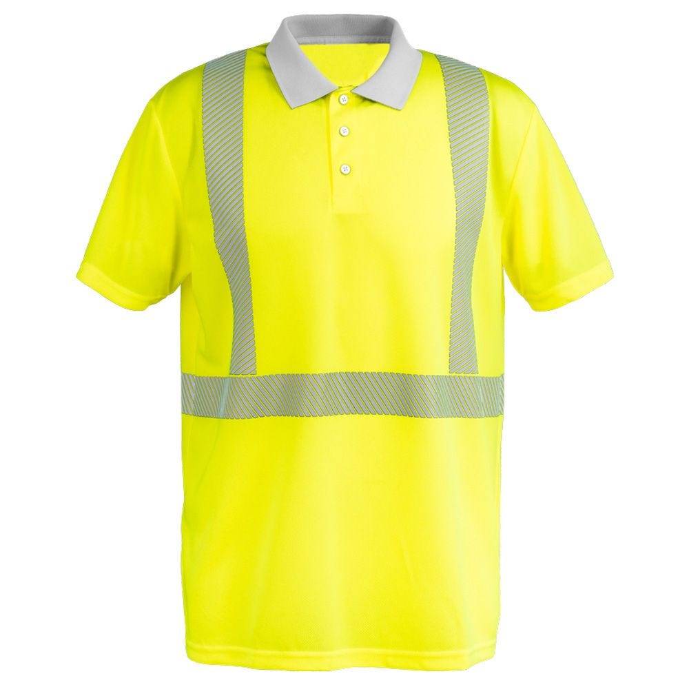 Planam Norit Warnschutz Poloshirt kurzarm, Arbeitsshirt, 5891, gelb/grau, Größe 4XL-0