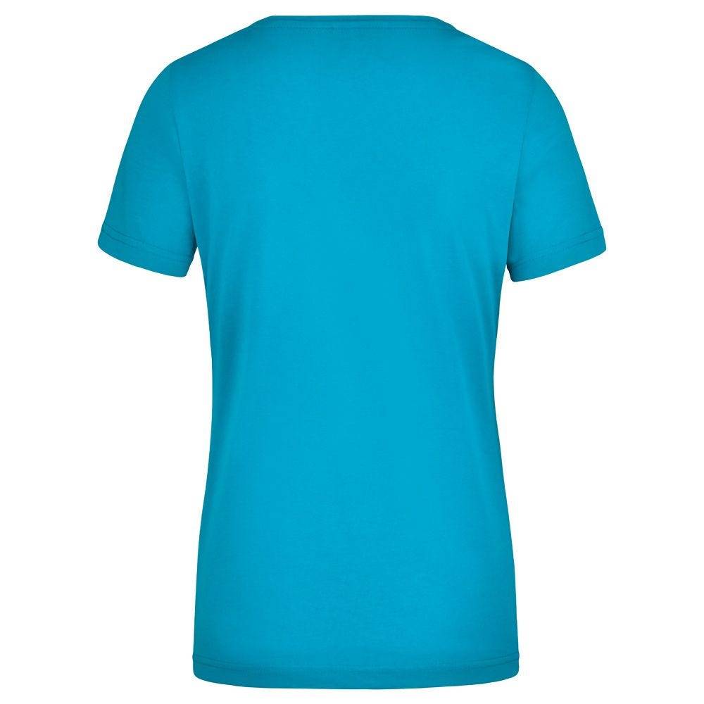 T-Shirt für Damen, Arbeitsshirt, türkis, Größe M, V-Ausschnitt, leicht tailliert-4