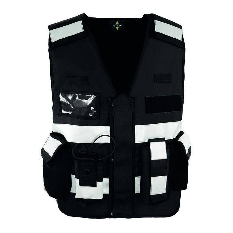 Signalweste Einsatzweste, schwarz, Multifunktional mit Taschen, Gr. M/XL verstellbar, 100% Polyester-0