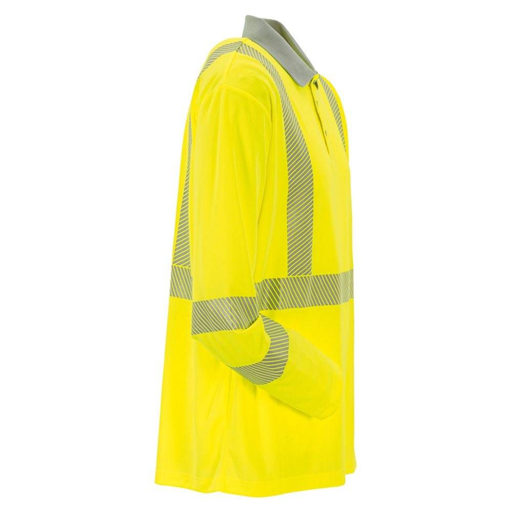 Planam Norit Warnschutz Poloshirt langarm, 5896, gelb/grau, Größe 4XL-2
