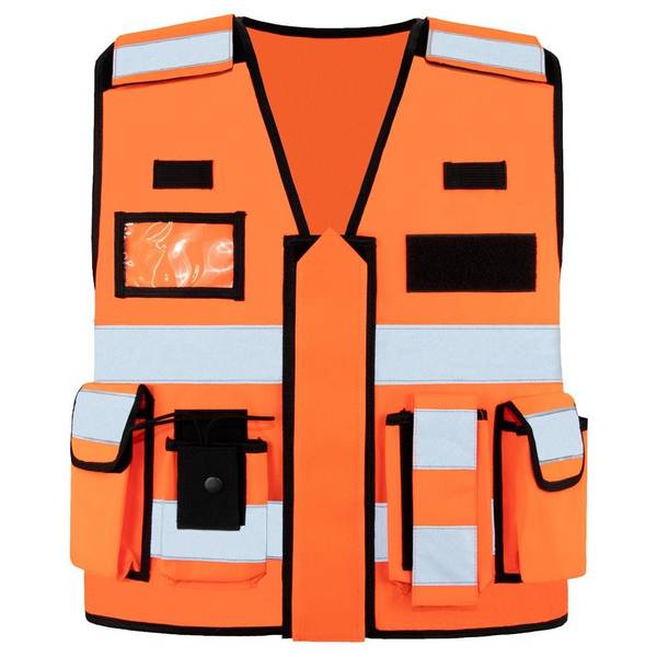 Signalweste, Einsatzweste, orange, Größe 2XL/4XL, Größenverstellbar, Multifunktional mit Taschen