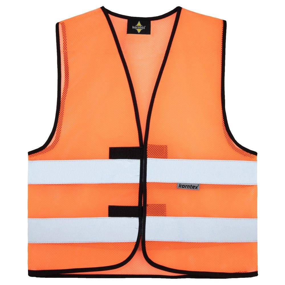 Mesh Sommerweste, atmungsaktiv, orange, Gr. S, mit schwarzem Saum, Größenverstellbar, 100% Polyester-0
