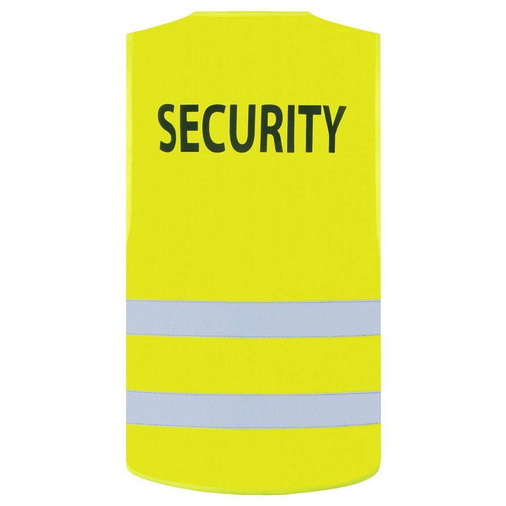 Warnweste mit Aufdruck SECURITY, gelb, Größe M/L, Größenverstellbar, mit zwei Reflexstreifen-0