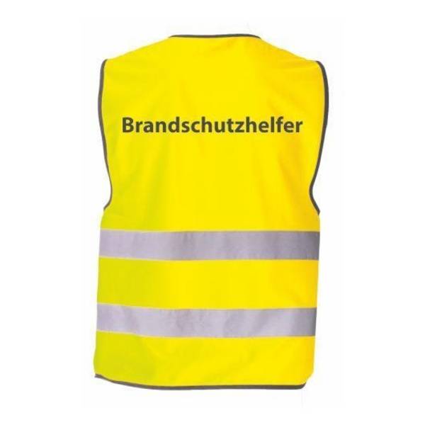 Warnweste mit schwarzem Saum, gelb, Größe XL, Aufdruck: Brandschutzhelfer