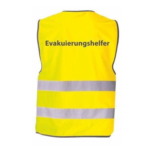 Warnweste mit schwarzem Saum, gelb, Größe XL, Aufdruck: Evakuierungshelfer-0