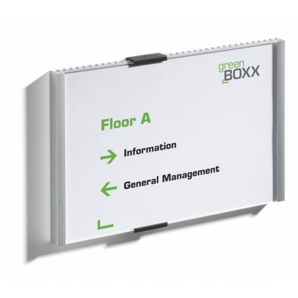 Türschild, INFO SIGN Aluminium silber eloxiert mit Abdeckscheibe aus Kunststoff, 215 x 155 mm