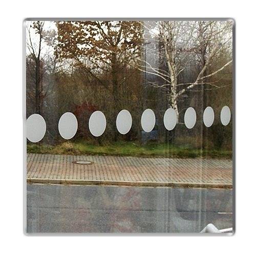 Glasdekor-Streifen als Sichtschutz, 12 Punkte á Ø 50 mm, Milchglas, Vinylfolie, selbstklebend-1