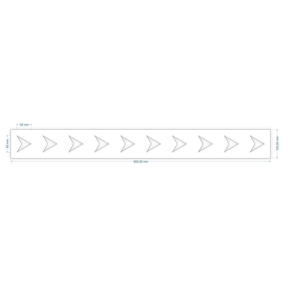 Glasdekorfolie gemäß ASR und DGUV, Streifen mit Pfeilen, weiß, Folie selbstkl. 950 x 105 mm-1