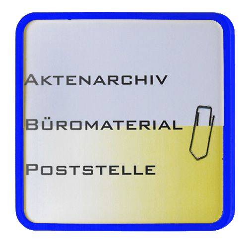 Türschild MAXI mit Montageplatte und Abdeckhaube aus Kunststoff, Rahmen mittelblau, 150 x 150 mm-0