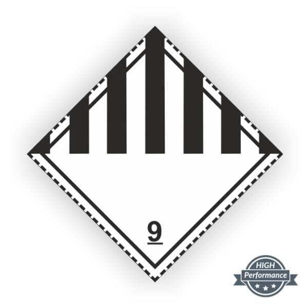 Placard Klasse 9, Verschiedene Gefährliche Stoffe, Folie, seewasserbeständig, 250 x 250 mm