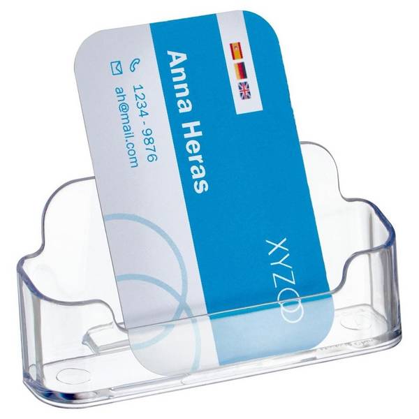 Visitenkartenhalter, 1 Fach, transparent, als Tischaufsteller