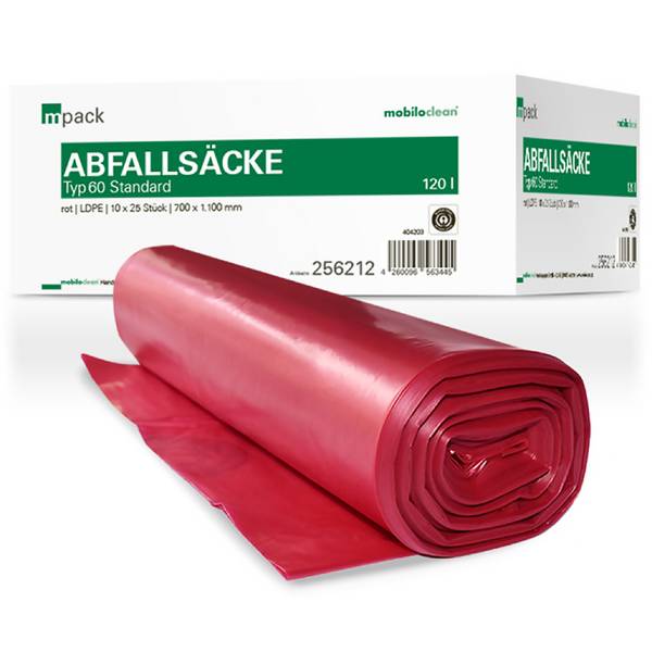 mpack Abfallsäcke 120 Liter T60 (36my) rot