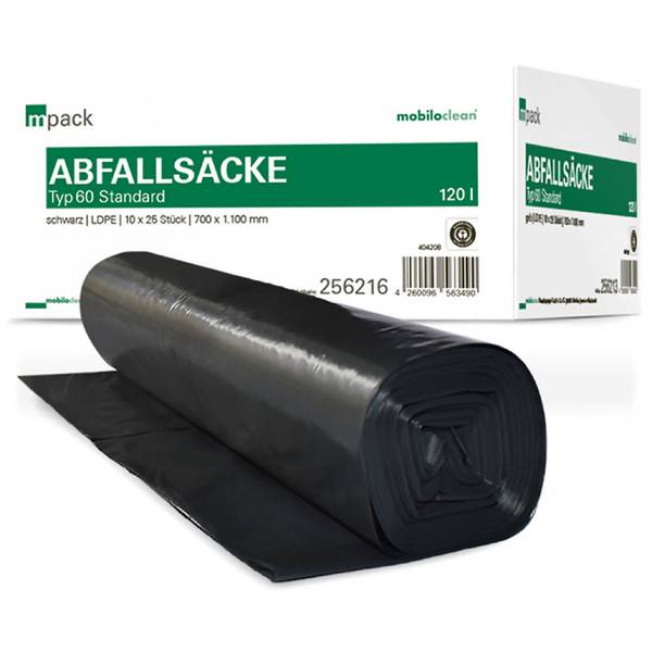 mpack Abfallsäcke 120 Liter T60 (36my) schwarz