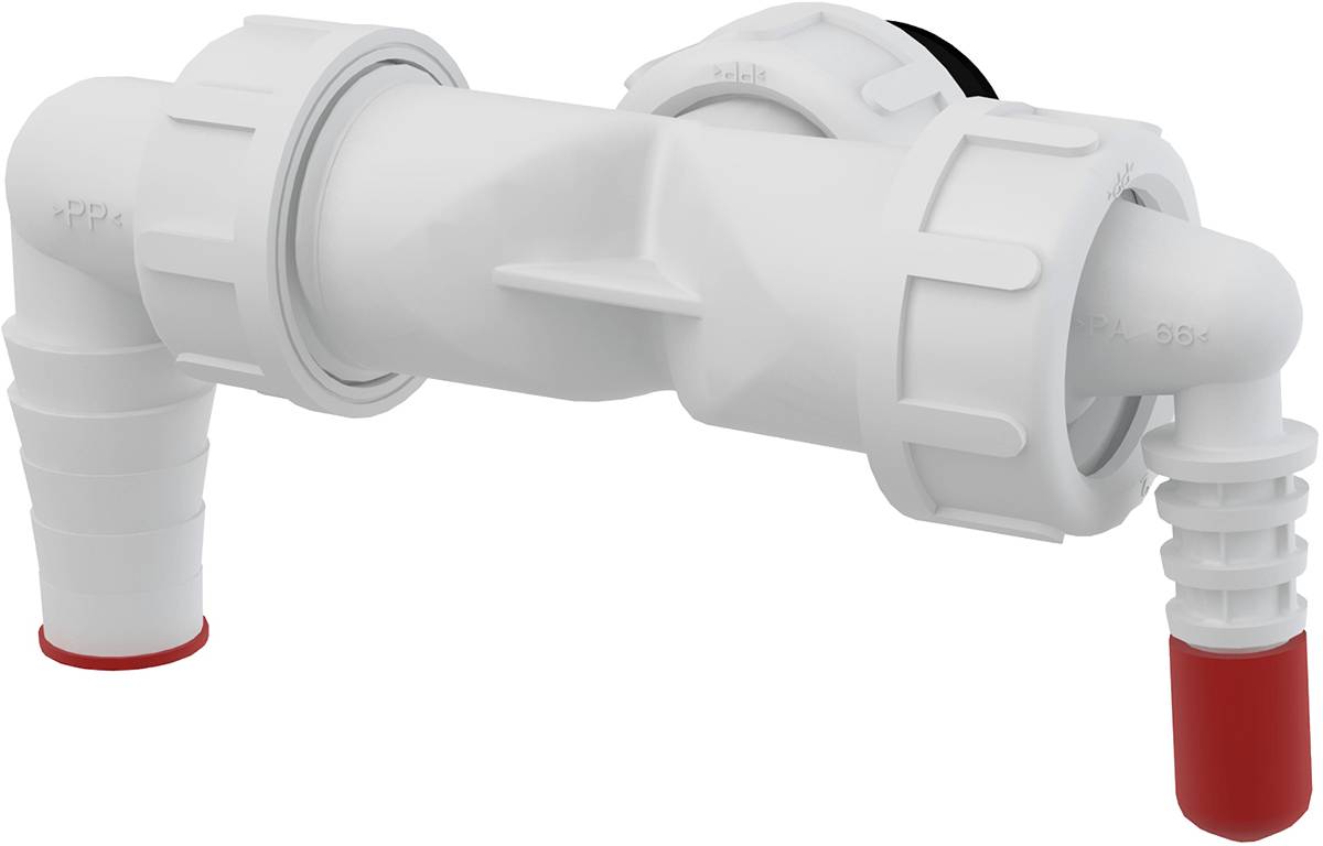 Alcadrain P156Z-G1 Doppelanschluss komplett G1" 8–23 mm Schlauchanschluss mit Klappen-0