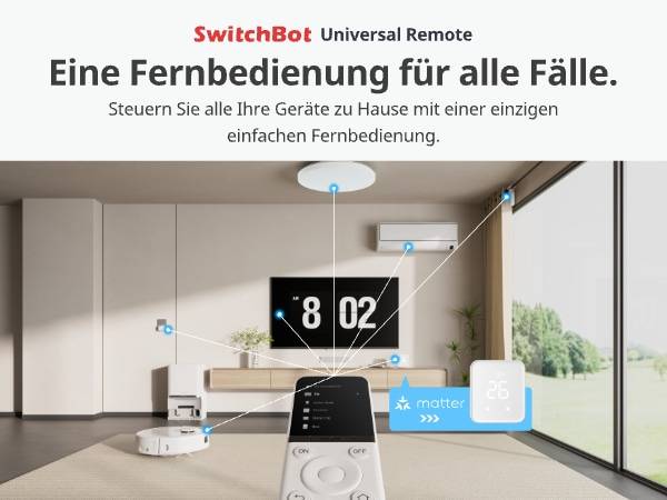 Switchbot Universal Remote, Universal, IR Wireless, Drucktasten, Eingebautes Display, Wiederaufladbar, Weiß-2