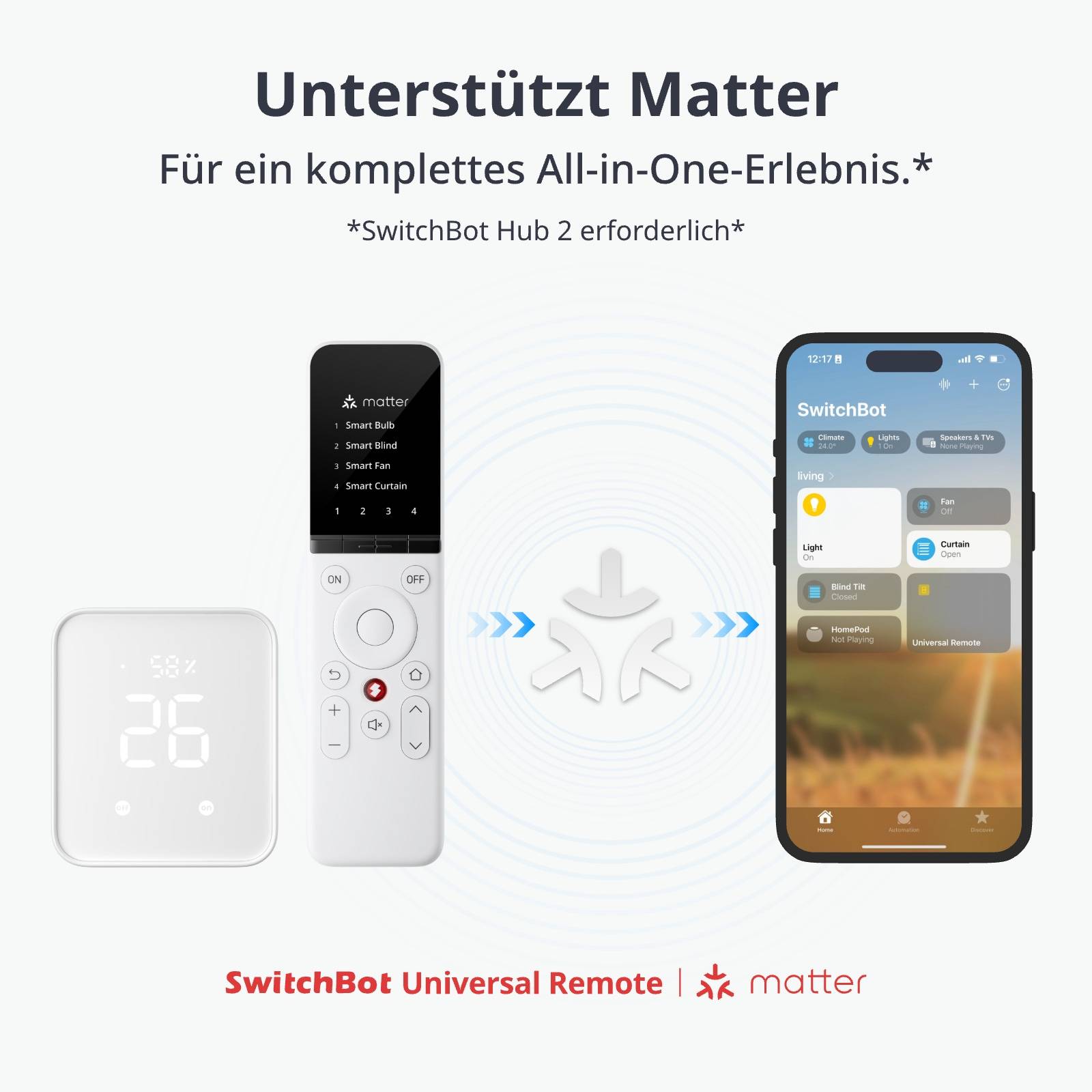 Switchbot Universal Remote, Universal, IR Wireless, Drucktasten, Eingebautes Display, Wiederaufladbar, Weiß-4