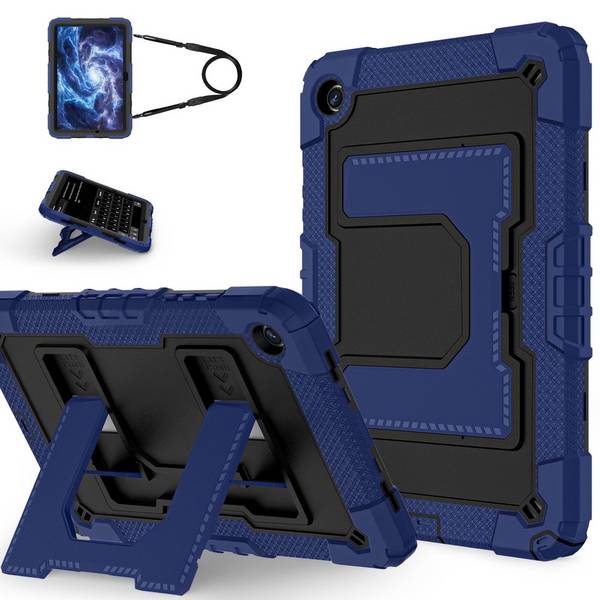 Für Samsung Galaxy Tab A11 Plus Silikon Hybrid PC Holder Hülle D-Blau