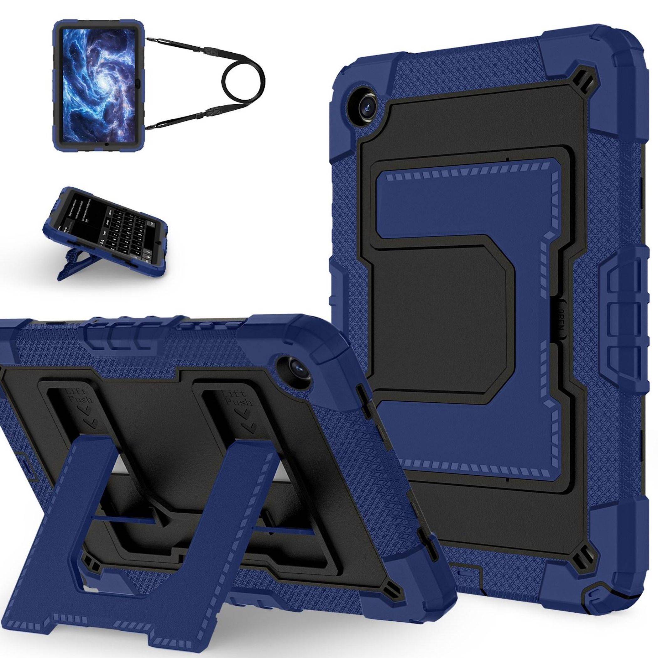Für Samsung Galaxy Tab A11 Plus Silikon Hybrid PC Holder Hülle D-Blau-0