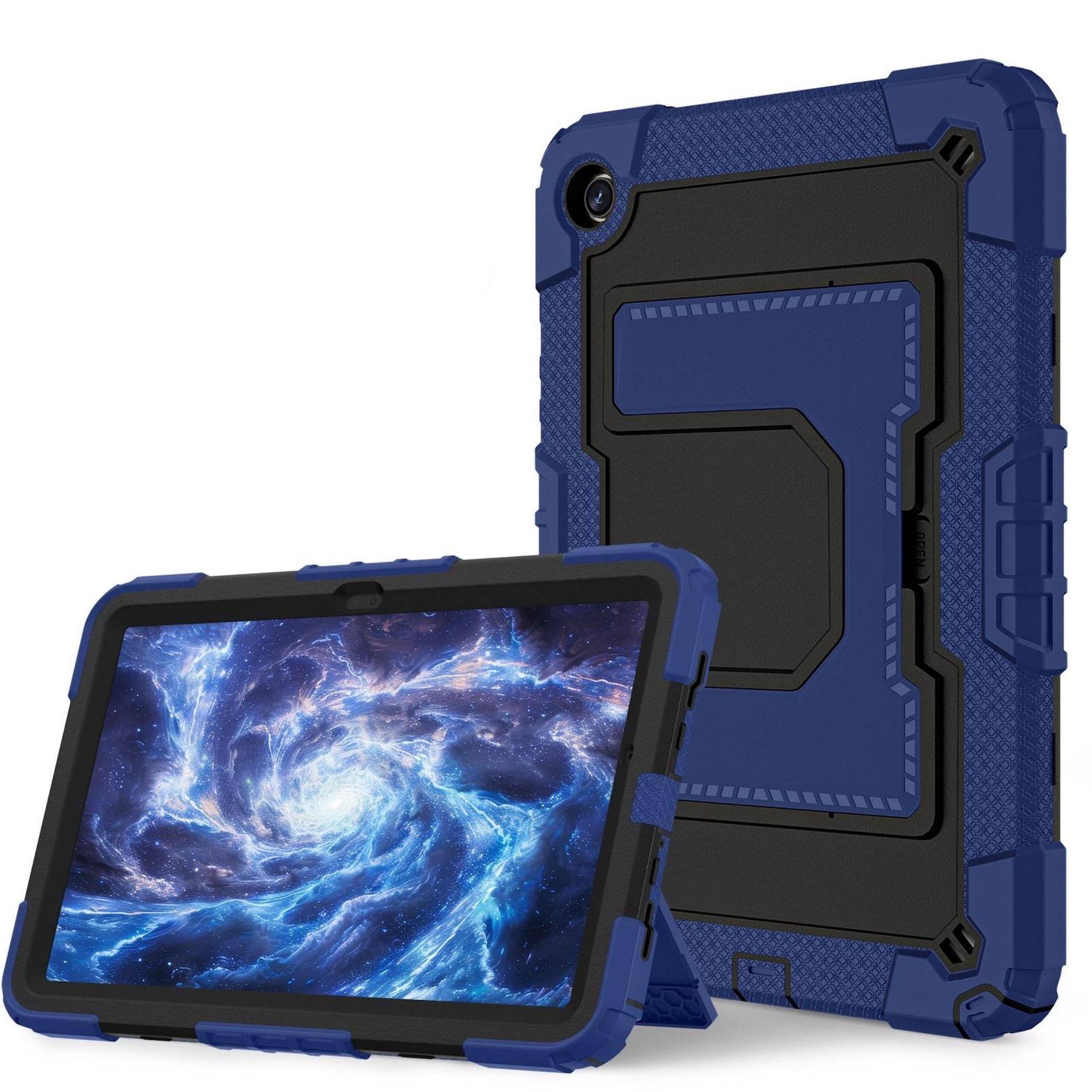 Für Samsung Galaxy Tab A11 Plus Silikon Hybrid PC Holder Hülle D-Blau-1