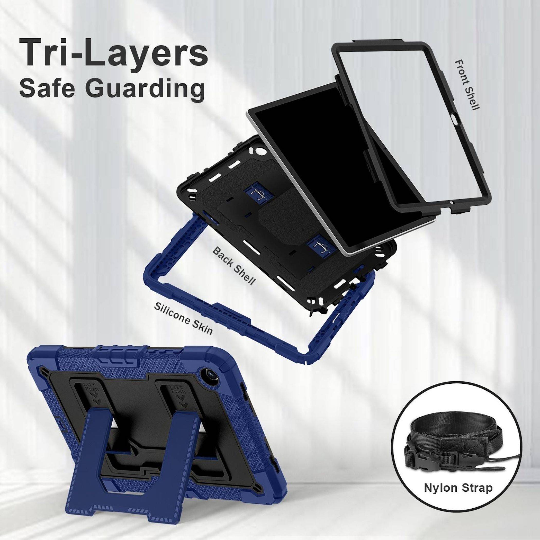 Für Samsung Galaxy Tab A11 Plus Silikon Hybrid PC Holder Hülle D-Blau-2