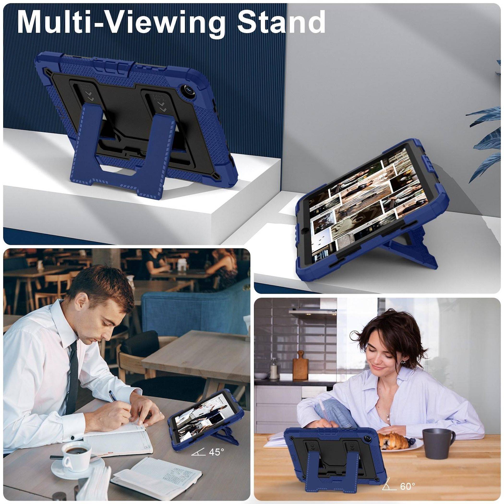 Für Samsung Galaxy Tab A11 Plus Silikon Hybrid PC Holder Hülle D-Blau-4