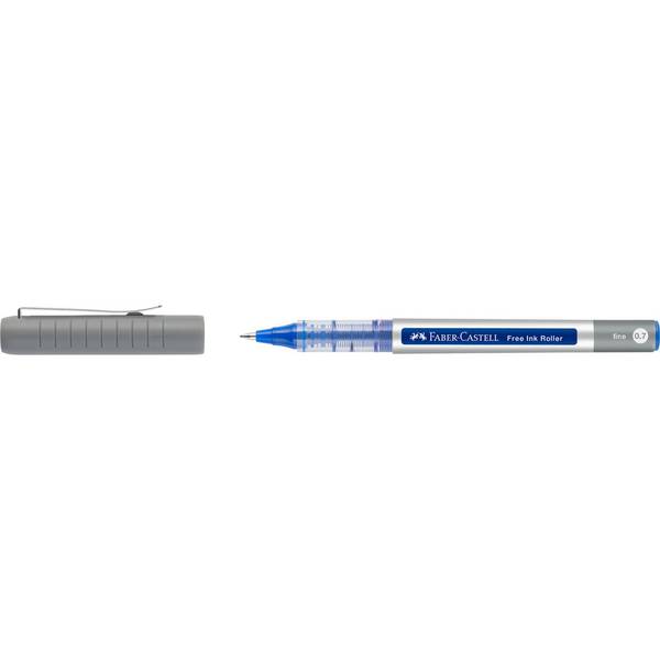 FABER-CASTELL - 348151 - Anklippbarer versenkbarer Stift - Blau - Silber - Transparent - Blau - Kunststoff - 0,7 mm - Fe