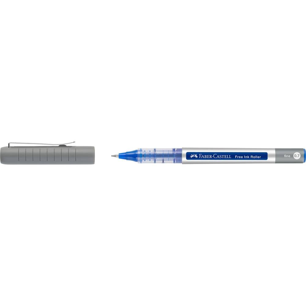 FABER-CASTELL - 348151 - Anklippbarer versenkbarer Stift - Blau - Silber - Transparent - Blau - Kunststoff - 0,7 mm - Fe-0