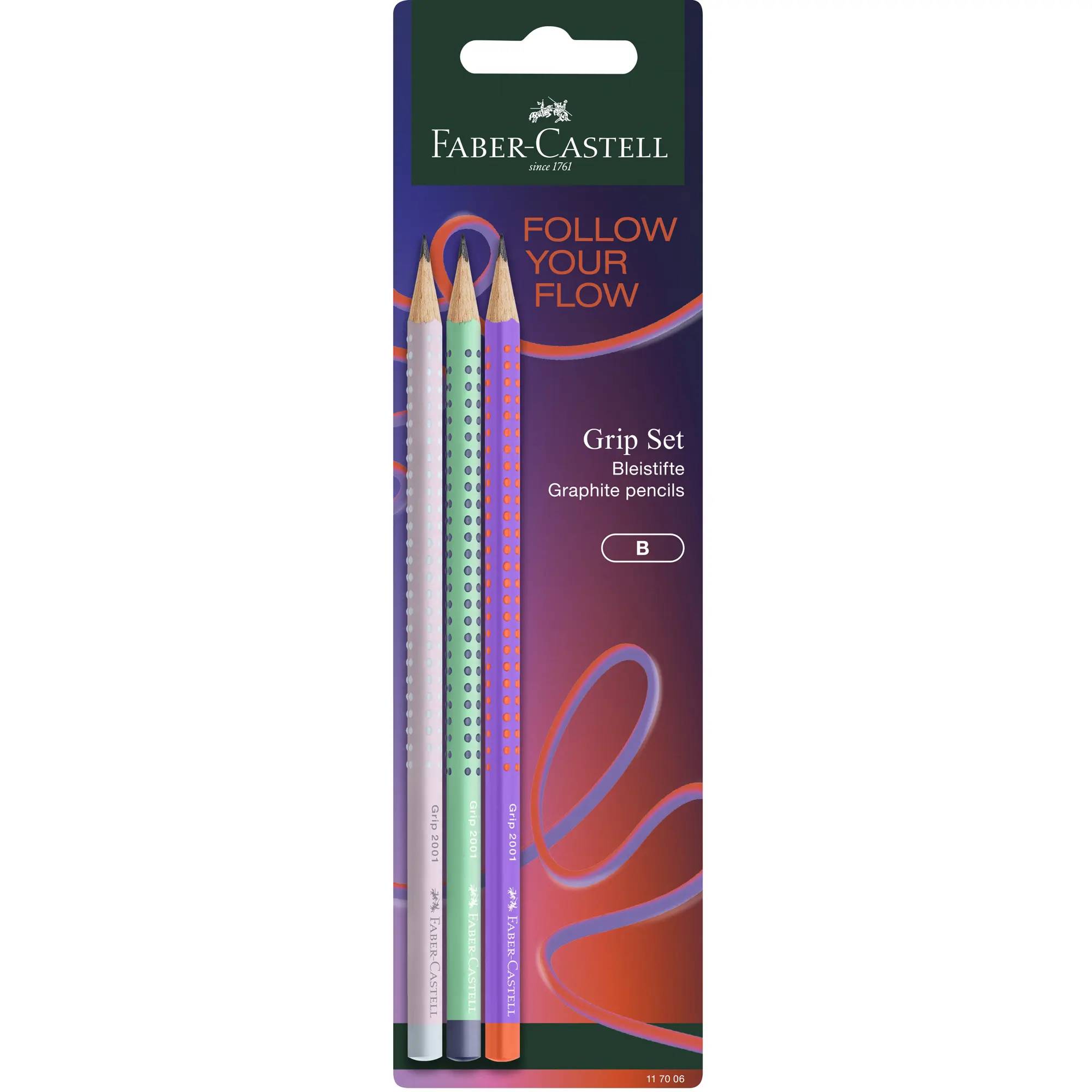 FABER-CASTELL Bleistift GRIP 2001 Flow Edition, 3er Blister-0