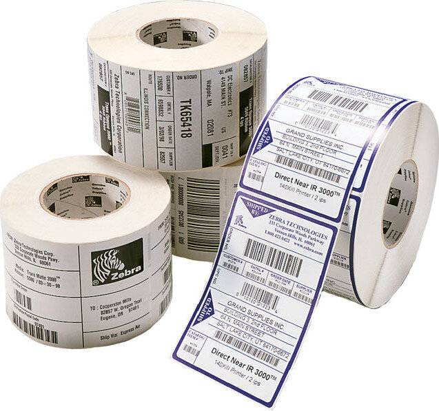 Zebra Z-Perform 1000D Papier permanenter Klebstoff unbeschichtet 102 x 38 mm 16200 Etiketten 4 Rollen x 4050 für-1