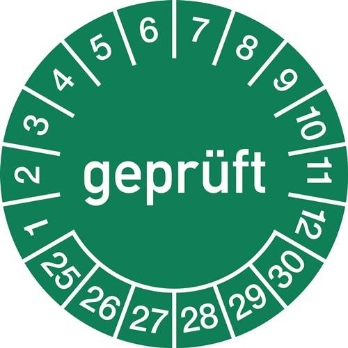 Schilderfabrikation Moedel GmbH Mehrjahresprüfplakette D.30mm gepr.2026-2031 Folie Btl.a 100 St. 106727-0