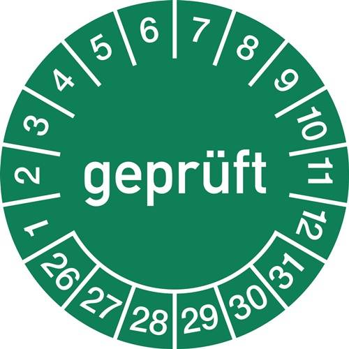 Mehrjahresprüfplakette D.15mm gepr.2026-2031 Folie Btl.a 100 St.-0