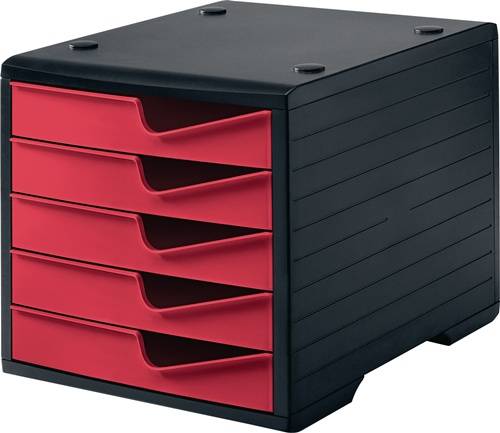 styro G. m. b. H. Ablage-Systeme Ablagebox 5 Schubl.schwarz/cranberry Polystyrol H255xB270xT340mm STYRO 275-8430.2291