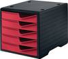 Ablagebox 5 Schubl.schwarz/cranberry Polystyrol H255xB270xT340mm STYRO
