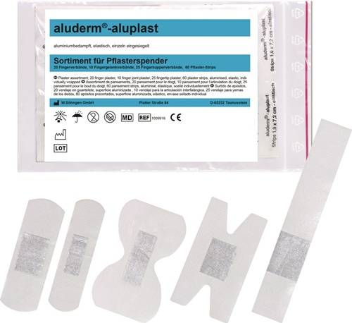 aluderm-aluplast Pflasterspender, gefüllt, Kunststoff, Wandhalterung, 160x122x57mm-4