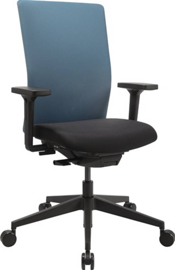 Bürodrehstuhl Synchr.-M.schwarz/petrolblau 420-540mm m.Lehnen Trgf.110kg TOPSTAR
