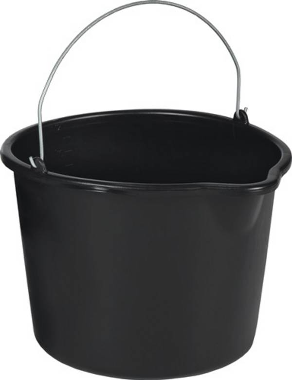 Baueimer 12l m.Tülle schwarz PE