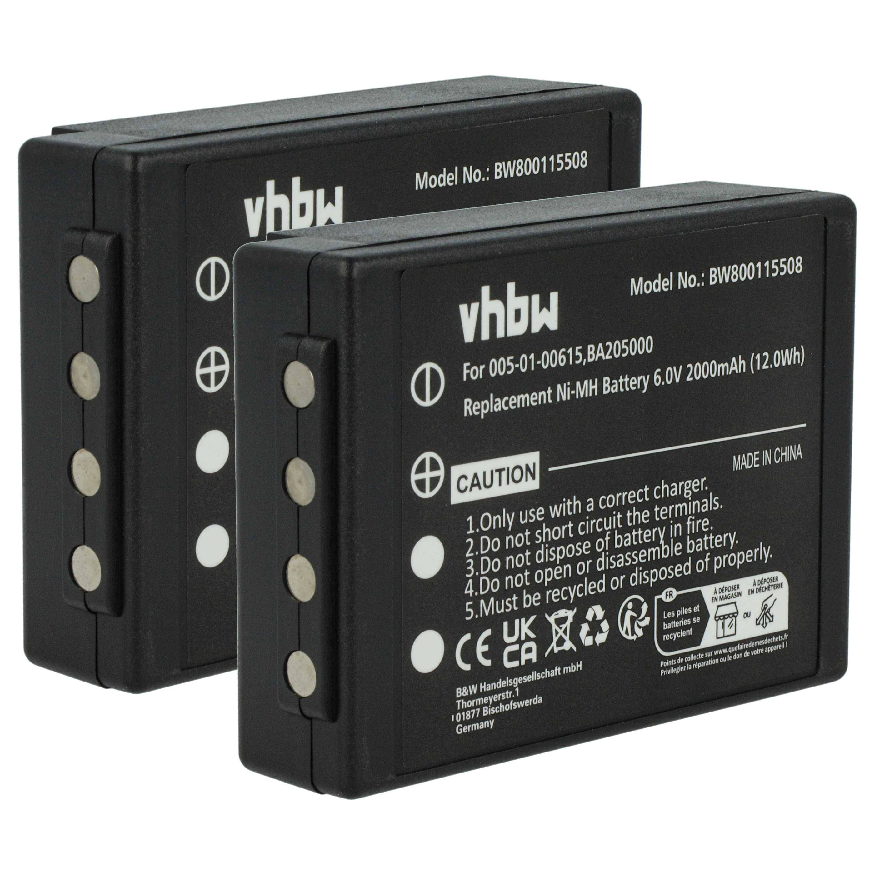vhbw 2x Akku Ersatz für HBC 005-01-00615 | BA205000, BA206000, BA205030 für Industrie-Funkfernsteuerung Fernbedienung-0
