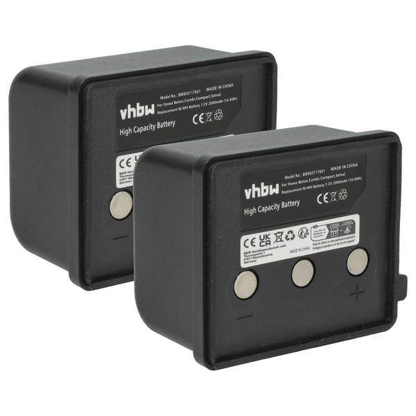 vhbw 2x Akku kompatibel mit Itowa Compact | Combi, Setval, Beton Fernbedienung Remote Control (2000 mAh, 7,2 V, NiMH)