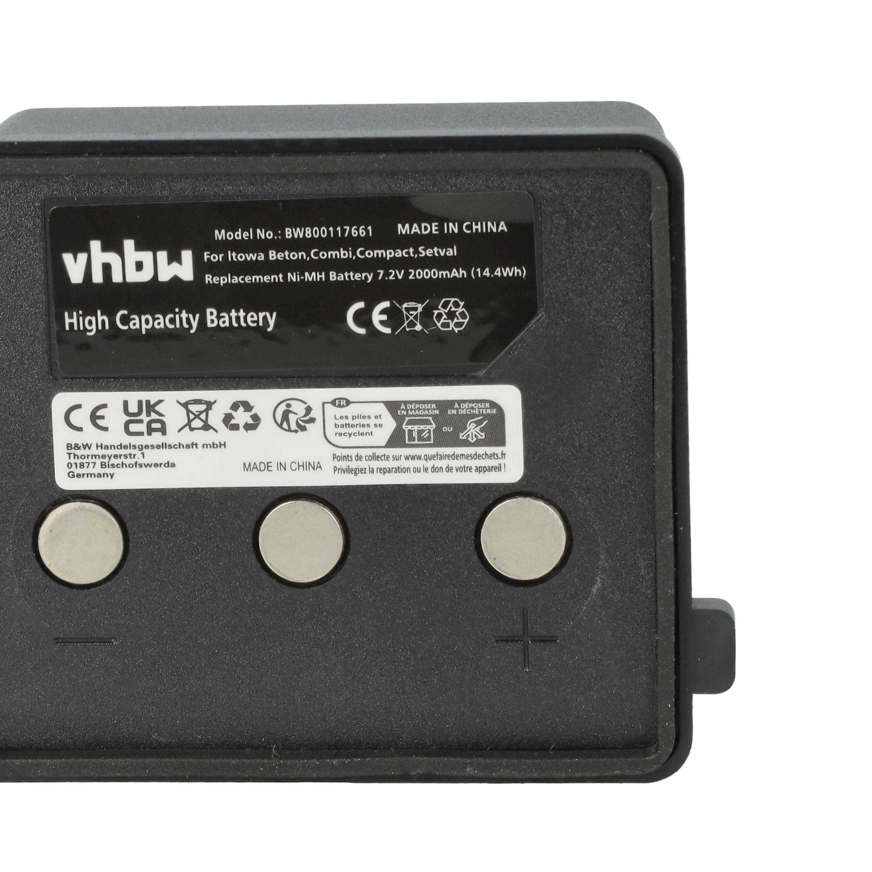 vhbw 2x Akku kompatibel mit Itowa Compact | Combi, Setval, Beton Fernbedienung Remote Control (2000 mAh, 7,2 V, NiMH)-3