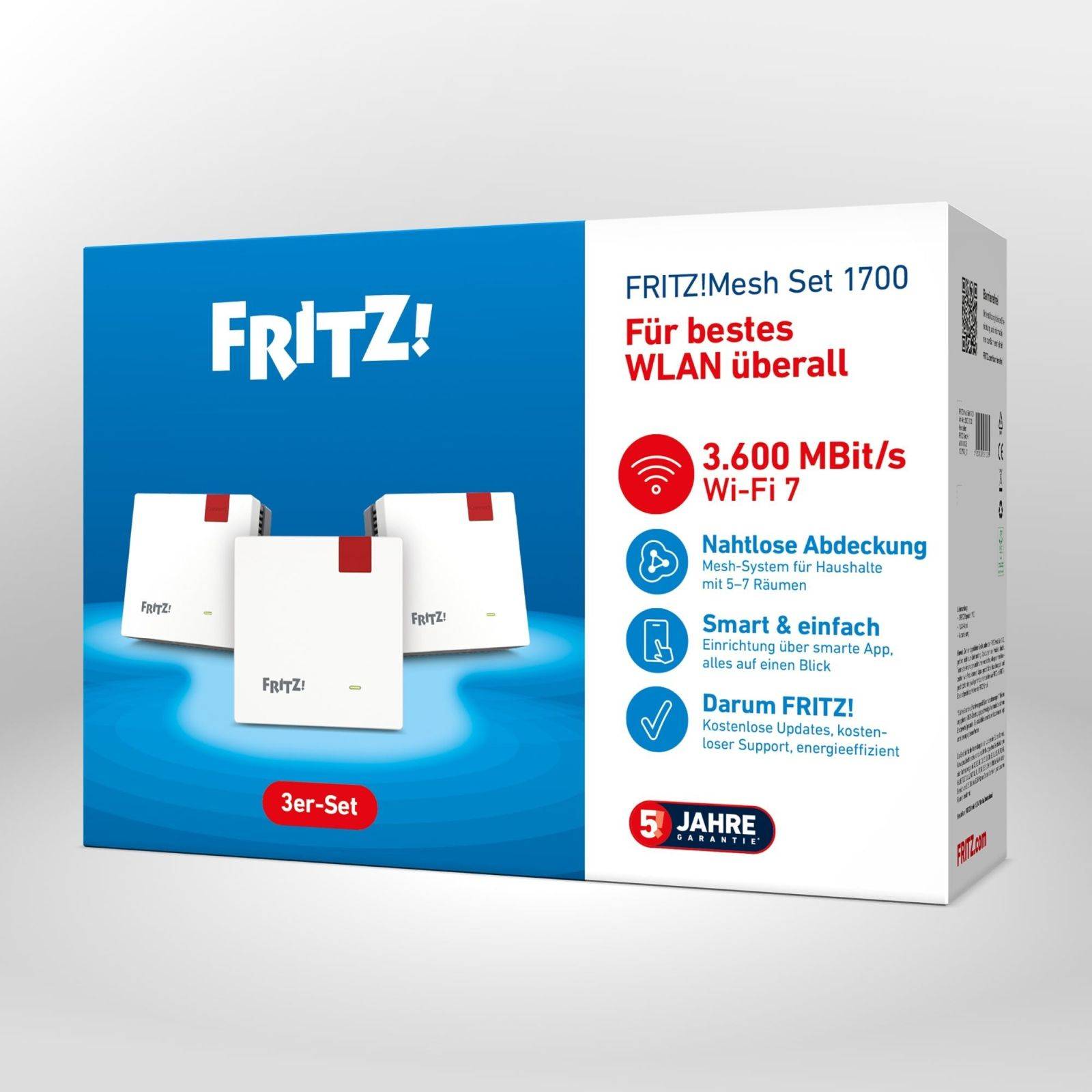 FRITZ! MESH1700-3 - Mesh Set 1700 3er-Set Wi-Fi 7 - WLAN - 3,6 GbpsIPv6 - WLAN --2
