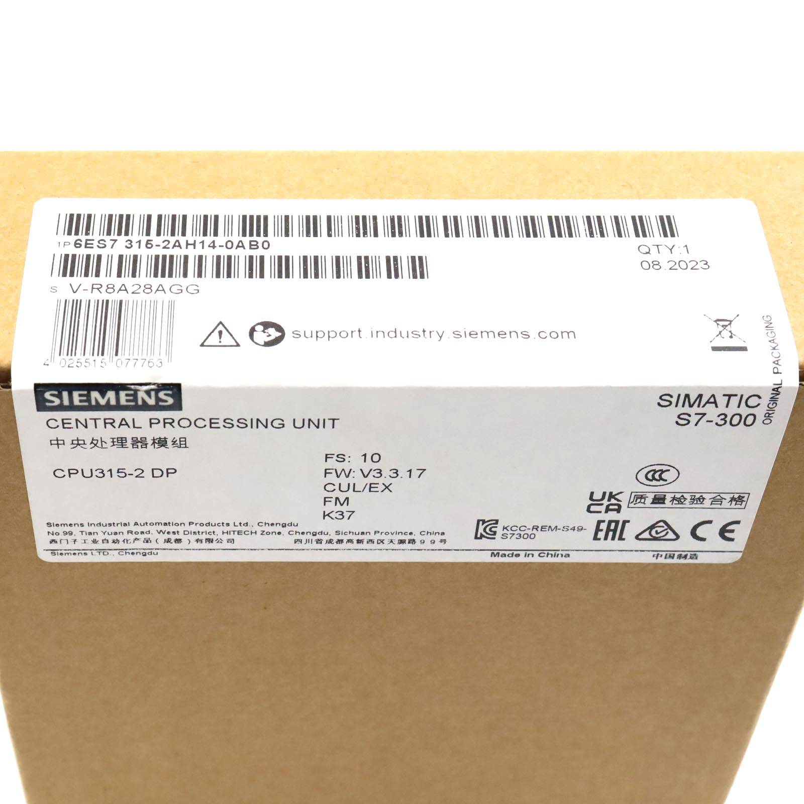 Simatic S7 CPU315-2DP 6ES7 315-2AH14-0AB0 FS:10 FW:V3.3.17 SIE-1
