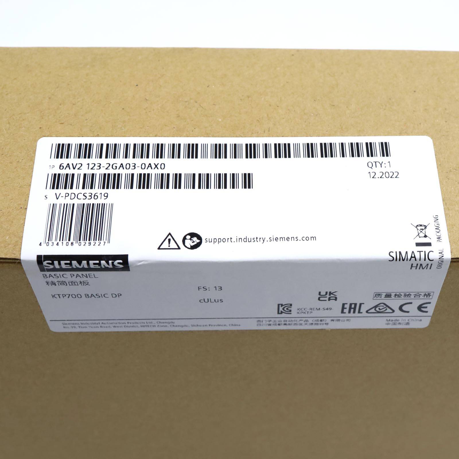 SIMATIC HMI KTP700 Basic DP 6AV2123-2GA03-0AX0 FS:13 SIE-1
