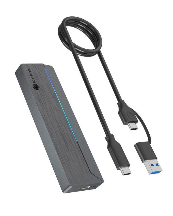 IB-1826MCL-CU31, M.2 NVMe & SATA enclosure, RGB lighting, USB 3.2 Gen 2, 10 Gbps