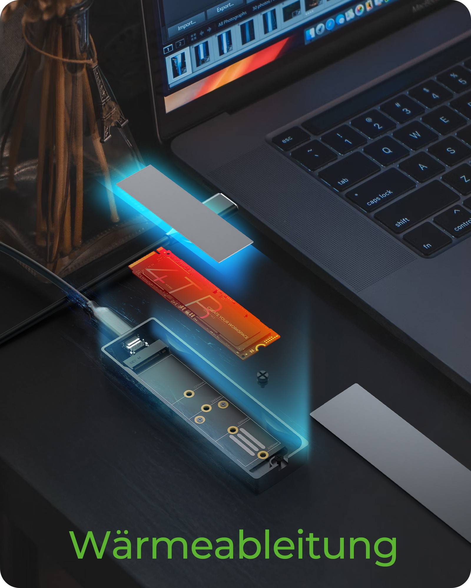 IB-1826MCL-CU31, M.2 NVMe & SATA enclosure, RGB lighting, USB 3.2 Gen 2, 10 Gbps-3