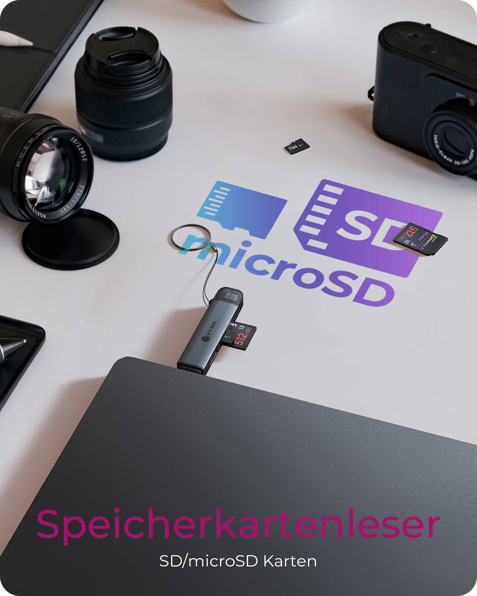 IB-CR203-CU3, Kartenleser 3 in 1, für SD 3.0/MicroSD 3.0 mit USB 2.0 down streamPort, Host USB 3.2 Gen 1 Type-C & -A-1