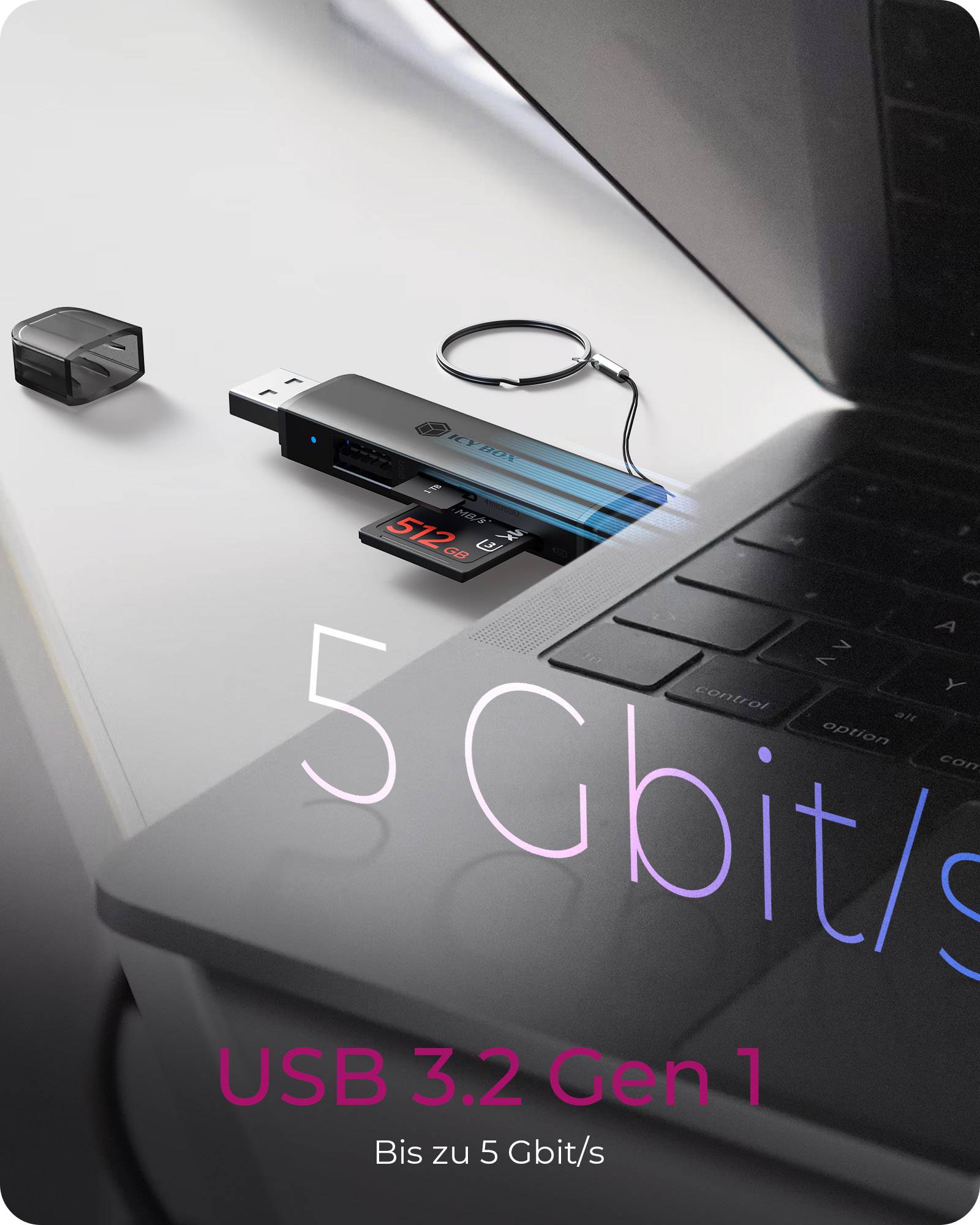 IB-CR203-CU3, Kartenleser 3 in 1, für SD 3.0/MicroSD 3.0 mit USB 2.0 down streamPort, Host USB 3.2 Gen 1 Type-C & -A-4