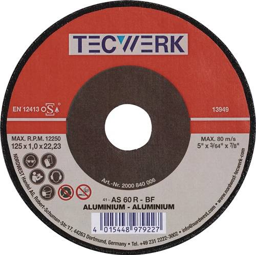 Trennscheibe ALU D125x1mm ger.Alu.Bohr.22,23mm TECWERK-0