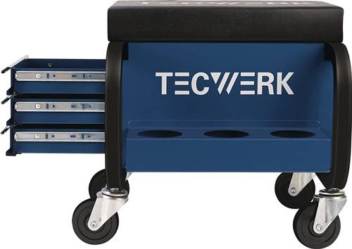 Werkstattrollsitz m.Rl.u.Ablage Kunstlederpolster blau/schwarz TECWERK-2