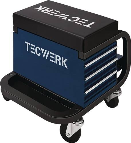 Werkstattrollsitz m.Rl.u.Ablage Kunstlederpolster blau/schwarz TECWERK-3